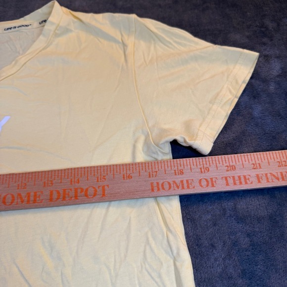 Life is Good Yellow V Neck T Shirt Today is a Good Day Graphic Womens Medium - Picture 6 of 9